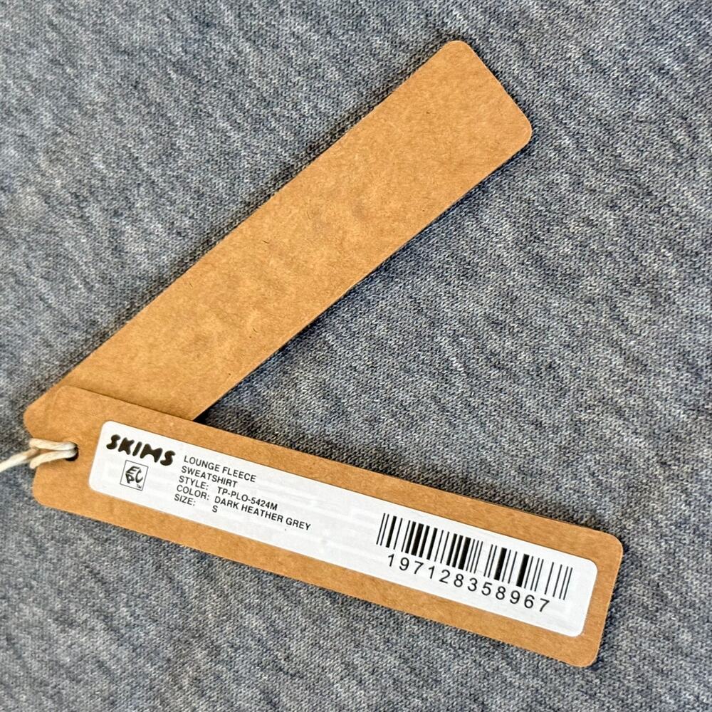 NWT SKIMS Men's Lounge Fleece Crewneck Sweatshirt Dark Heather Grey Small - Picture 3 of 8